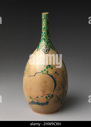 Kunst inspiriert von der Sake-Flasche mit Kiefer, Bambus und Pflaume, Edo-Zeit (1615–1868), Mitte des 17.. Jahrhunderts, Japan, Steinzeug (Mizoro Ware), H. 11 7/16 Zoll (29 cm), Keramik, Klassisches von Artotop modernisiertes Werk mit einem Schuss Moderne. Formen, Farbe und Wert, auffällige visuelle Wirkung auf Kunst. Emotionen durch Freiheit von Kunstwerken auf zeitgemäße Weise. Eine zeitlose Botschaft, die eine wild kreative neue Richtung verfolgt. Künstler, die sich dem digitalen Medium zuwenden und die Artotop NFT erschaffen Stockfoto