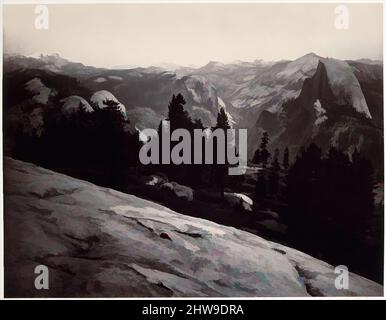 Art Inspired by View from the Sentinel Dome, Yosemite, 1865–66, Silberalbumin-Drucke von Glasnegativen, Bild 1: 40,3 × 52,1 cm (15 7/8 × 20 1/2 in.), Fotografien, Carleton E. Watkins (Amerikaner, 1829–1916), Carleton Watkins machte sich seinen Namen mit Ansichten des Yosemite Valley, das er, Classic Works, von Artotop mit einem Schuss Moderne modernisiert hat. Formen, Farbe und Wert, auffällige visuelle Wirkung auf Kunst. Emotionen durch Freiheit von Kunstwerken auf zeitgemäße Weise. Eine zeitlose Botschaft, die eine wild kreative neue Richtung verfolgt. Künstler, die sich dem digitalen Medium zuwenden und die Artotop NFT erschaffen Stockfoto