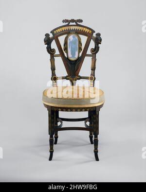 Kunst inspiriert von Side Chair, ca. 1875, hergestellt in New York, New York, USA, American, Walnut, Mahagoni, Palisander, Zeder, 37 1/8 x 18 x 18 Zoll (94,3 x 45,7 x 45,7 cm), Möbel, zugeschrieben Pottier and Stymus Manufacturing Company (aktive ca. 1859–1910, von Artotop modernisierte klassische Werke mit einem Schuss Moderne. Formen, Farbe und Wert, auffällige visuelle Wirkung auf Kunst. Emotionen durch Freiheit von Kunstwerken auf zeitgemäße Weise. Eine zeitlose Botschaft, die eine wild kreative neue Richtung verfolgt. Künstler, die sich dem digitalen Medium zuwenden und die Artotop NFT erschaffen Stockfoto