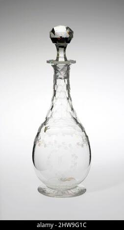 Kunst inspiriert von Decanter, ca. 1867, hergestellt in Sandwich, Massachusetts, USA, Mundgeblasenes Glas, H. 19 Zoll (48,3 cm), Glass, Boston & Sandwich Glass Company (amerikanisch, 1825–1888, Sandwich, Massachusetts, Klassisches Werk, das von Artotop mit einem Schuss Moderne modernisiert wurde. Formen, Farbe und Wert, auffällige visuelle Wirkung auf Kunst. Emotionen durch Freiheit von Kunstwerken auf zeitgemäße Weise. Eine zeitlose Botschaft, die eine wild kreative neue Richtung verfolgt. Künstler, die sich dem digitalen Medium zuwenden und die Artotop NFT erschaffen Stockfoto