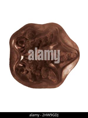 Kunst inspiriert von einem Full-Size-Muster in Form einer Baumwollpflanze für das aufgebrachte Motiv am Griff der Bryant Vase, ca. 1875, hergestellt in New York, New York, USA, Amerikaner, Brass, 5 1/2 x 5 x 1 1/2 Zoll (14 x 12,7 x 3,8 cm), Metal, Tiffany & Co. (1837–heute), als der ursprüngliche Bryant, Classic Works von Artotop mit einem Schuss Modernität modernisiert. Formen, Farbe und Wert, auffällige visuelle Wirkung auf Kunst. Emotionen durch Freiheit von Kunstwerken auf zeitgemäße Weise. Eine zeitlose Botschaft, die eine wild kreative neue Richtung verfolgt. Künstler, die sich dem digitalen Medium zuwenden und die Artotop NFT erschaffen Stockfoto