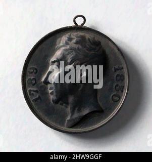 Kunst inspiriert von der Medaille des Marquis de Lafayette, 1830, hergestellt in Frankreich, Eisen, Durchm. 1 7/8 Zoll (4,8 cm), Metal, Jacques Édouard Gatteaux (Französisch, Paris 1788–1881 Paris, Klassische Werke, die von Artotop mit einem Schuss Moderne modernisiert wurden. Formen, Farbe und Wert, auffällige visuelle Wirkung auf Kunst. Emotionen durch Freiheit von Kunstwerken auf zeitgemäße Weise. Eine zeitlose Botschaft, die eine wild kreative neue Richtung verfolgt. Künstler, die sich dem digitalen Medium zuwenden und die Artotop NFT erschaffen Stockfoto