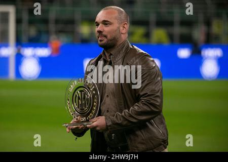 Mailand, Italien. 04. März 2022. Mailand, Italien - märz 4 2022 - Inter-Salernitana Serie A - wesley sneider belohnt Hall of Fame 2021 Credit: Christian Santi/Alamy Live News Stockfoto