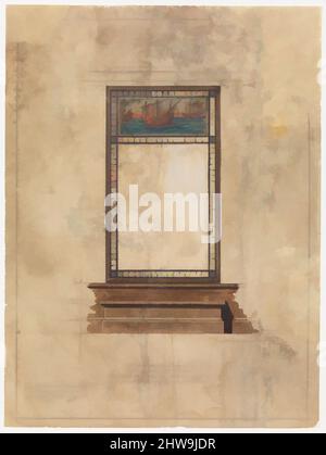 Art Inspired by Design for Window, Ende 19.–Anfang 20. Jahrhundert, Made in New York, USA, American, Aquarell und Graphit auf Papier, insgesamt: 16 1/2 x 12 5/16 Zoll (41,9 x 31,3 cm), Zeichnungen, Tiffany Studios (1902–32, Klassische Werke, die von Artotop mit einem Schuss Moderne modernisiert wurden. Formen, Farbe und Wert, auffällige visuelle Wirkung auf Kunst. Emotionen durch Freiheit von Kunstwerken auf zeitgemäße Weise. Eine zeitlose Botschaft, die eine wild kreative neue Richtung verfolgt. Künstler, die sich dem digitalen Medium zuwenden und die Artotop NFT erschaffen Stockfoto