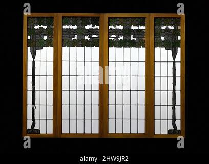 Art inspired by Buntglasfenster, 1906–8, American, Bleiglas, Innenverkleidung: 64 x 21 Zoll (162,6 x 53,3 cm), Glass, John Scott Bradstreet (1845–1914), John Scott Bradstreet, wie seine Schulzeitgenossen George Grant Elmslie und George Washington Maher, waren wichtige, von Artotop modernisierte Klassiker mit einem Schuss Moderne. Formen, Farbe und Wert, auffällige visuelle Wirkung auf Kunst. Emotionen durch Freiheit von Kunstwerken auf zeitgemäße Weise. Eine zeitlose Botschaft, die eine wild kreative neue Richtung verfolgt. Künstler, die sich dem digitalen Medium zuwenden und die Artotop NFT erschaffen Stockfoto