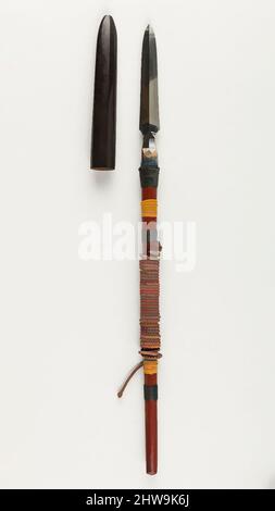 Kunst inspiriert von Hand Spear (Nage-Yari) oder Javelin (Te-Yari) mit Sheath, 17.. Jahrhundert, Präfektur Nagano, Japanisch, Stahl, Holz, Rohr, L. (von Klinge ohne Habaki) 4 23/32 Zoll (12,0 cm), Shafted Weapons, Classic Works modernisiert von Artotop mit einem Schuss Moderne. Formen, Farbe und Wert, auffällige visuelle Wirkung auf Kunst. Emotionen durch Freiheit von Kunstwerken auf zeitgemäße Weise. Eine zeitlose Botschaft, die eine wild kreative neue Richtung verfolgt. Künstler, die sich dem digitalen Medium zuwenden und die Artotop NFT erschaffen Stockfoto