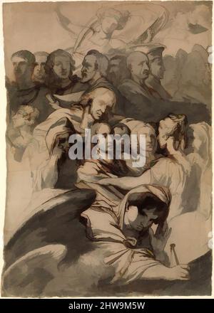 Kunst inspiriert von Zeichnungen und Druckgrafiken, Zeichnung, Studie für Göttliche Gerechtigkeit, Künstler, James Barry, Irish, Cork 1741–1806 London, Barry, James, Irish, Classic Works modernisiert von Artotop mit einem Schuss Moderne. Formen, Farbe und Wert, auffällige visuelle Wirkung auf Kunst. Emotionen durch Freiheit von Kunstwerken auf zeitgemäße Weise. Eine zeitlose Botschaft, die eine wild kreative neue Richtung verfolgt. Künstler, die sich dem digitalen Medium zuwenden und die Artotop NFT erschaffen Stockfoto