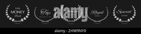 Hochwertiges Silber Lorbeerkranz-Labelset Stock Vektor
