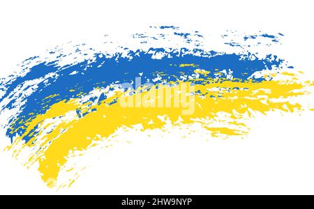 Grunge Pinselstrich mit Ukraine Nationalflagge, Malerei Flagge der Ukraine. Symbol, Plakat, banne der Nationalflagge. Stil Aquarell Zeichnung. Vektor Stock Vektor