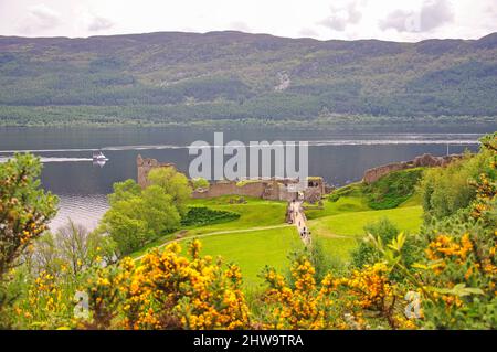 Urquhart Castle am Loch Ness, Schottisches Hochland, Schottland, Vereinigtes Königreich Stockfoto