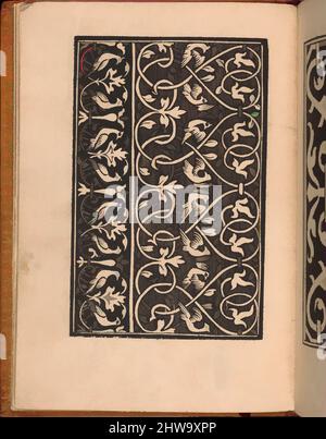 Kunst inspiriert von Zeichnungen und Druckgrafiken, Buchdrucke Ornament & Architektur, Convivio delle Belle Donne, Seite 7 (verso), Verlag, Designer, Klassische Werke, die von Artotop mit einem Schuss Moderne modernisiert wurden. Formen, Farbe und Wert, auffällige visuelle Wirkung auf Kunst. Emotionen durch Freiheit von Kunstwerken auf zeitgemäße Weise. Eine zeitlose Botschaft, die eine wild kreative neue Richtung verfolgt. Künstler, die sich dem digitalen Medium zuwenden und die Artotop NFT erschaffen Stockfoto