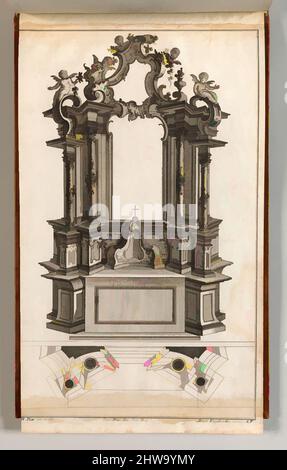 Kunst inspiriert von Zeichnungen und Druckgrafiken, Albumdruck Ornament & Architektur, Seite aus dem Album der Ornamentdrucke aus dem Fonds von Martin Engelbrecht, Klassische Werke, die von Artotop mit einem Schuss Moderne modernisiert wurden. Formen, Farbe und Wert, auffällige visuelle Wirkung auf Kunst. Emotionen durch Freiheit von Kunstwerken auf zeitgemäße Weise. Eine zeitlose Botschaft, die eine wild kreative neue Richtung verfolgt. Künstler, die sich dem digitalen Medium zuwenden und die Artotop NFT erschaffen Stockfoto