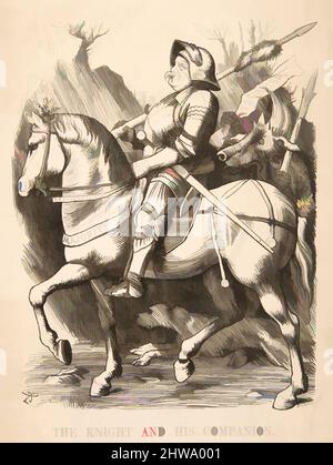 Kunst inspiriert von Zeichnungen und Druckgrafiken, Print, The Knight and his Companion (Punch, 5. März 1887), Künstler, Sir John Tenniel, British, London 1820, Classic Works modernisiert von Artotop mit einem Schuss Moderne. Formen, Farbe und Wert, auffällige visuelle Wirkung auf Kunst. Emotionen durch Freiheit von Kunstwerken auf zeitgemäße Weise. Eine zeitlose Botschaft, die eine wild kreative neue Richtung verfolgt. Künstler, die sich dem digitalen Medium zuwenden und die Artotop NFT erschaffen Stockfoto