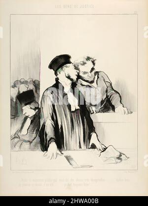 Kunst inspiriert von Zeichnungen und Drucken, Print, Le Gens de Justice, Plate 21, Voila le ministere public qui vous dit des choses tres desagreeables, Klassische Werke, die von Artotop mit einem Schuss Moderne modernisiert wurden. Formen, Farbe und Wert, auffällige visuelle Wirkung auf Kunst. Emotionen durch Freiheit von Kunstwerken auf zeitgemäße Weise. Eine zeitlose Botschaft, die eine wild kreative neue Richtung verfolgt. Künstler, die sich dem digitalen Medium zuwenden und die Artotop NFT erschaffen Stockfoto