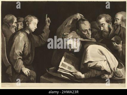 Kunst inspiriert von Zeichnungen und Druckgrafiken, Print, Young Christ Among the Doctors, Artist, After, Jan van Troyen, Jusepe de Ribera, Klassische Werke, die von Artotop mit einem Hauch von Moderne modernisiert wurden. Formen, Farbe und Wert, auffällige visuelle Wirkung auf Kunst. Emotionen durch Freiheit von Kunstwerken auf zeitgemäße Weise. Eine zeitlose Botschaft, die eine wild kreative neue Richtung verfolgt. Künstler, die sich dem digitalen Medium zuwenden und die Artotop NFT erschaffen Stockfoto