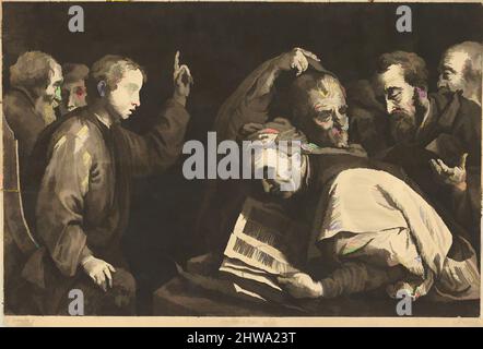 Kunst inspiriert von Zeichnungen und Druckgrafiken, Print, Young Christ Among the Doctors, Artist, After, Jan van Troyen, Jusepe de Ribera, Klassische Werke, die von Artotop mit einem Hauch von Moderne modernisiert wurden. Formen, Farbe und Wert, auffällige visuelle Wirkung auf Kunst. Emotionen durch Freiheit von Kunstwerken auf zeitgemäße Weise. Eine zeitlose Botschaft, die eine wild kreative neue Richtung verfolgt. Künstler, die sich dem digitalen Medium zuwenden und die Artotop NFT erschaffen Stockfoto