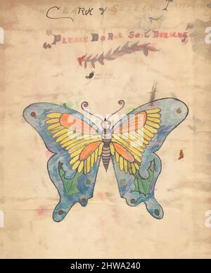 Kunst inspiriert von Zeichnungen und Druckgrafiken, Zeichnungen Ephemera, Tattoo Design for a Butterfly, Künstler, Clark & Sellers, Amerikaner, aktiv 20. Jahrhundert, Klassische Werke, die von Artotop mit einem Hauch von Moderne modernisiert wurden. Formen, Farbe und Wert, auffällige visuelle Wirkung auf Kunst. Emotionen durch Freiheit von Kunstwerken auf zeitgemäße Weise. Eine zeitlose Botschaft, die eine wild kreative neue Richtung verfolgt. Künstler, die sich dem digitalen Medium zuwenden und die Artotop NFT erschaffen Stockfoto