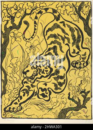 Kunst inspiriert von Zeichnungen und Druckgrafiken, Print, Tiger in the Jungle, L'Estampe originale, Album I, Artist, Publisher, Paul Ranson, André Marty, Classic Works modernisiert von Artotop mit einem Schuss Moderne. Formen, Farbe und Wert, auffällige visuelle Wirkung auf Kunst. Emotionen durch Freiheit von Kunstwerken auf zeitgemäße Weise. Eine zeitlose Botschaft, die eine wild kreative neue Richtung verfolgt. Künstler, die sich dem digitalen Medium zuwenden und die Artotop NFT erschaffen Stockfoto