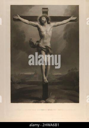 Kunst inspiriert von Zeichnungen und Drucken, Print, Christus am Kreuz, eine Stadt im Hintergrund, nach Reni, Künstler, Verleger, nach, Guido Reni, Klassische Werke, die von Artotop mit einem Schuss Moderne modernisiert wurden. Formen, Farbe und Wert, auffällige visuelle Wirkung auf Kunst. Emotionen durch Freiheit von Kunstwerken auf zeitgemäße Weise. Eine zeitlose Botschaft, die eine wild kreative neue Richtung verfolgt. Künstler, die sich dem digitalen Medium zuwenden und die Artotop NFT erschaffen Stockfoto