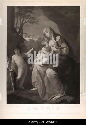 Kunst inspiriert von Zeichnungen und Drucken, Print, die Jungfrau, die den Säugling Christus, der junge Heilige Johannes der Täufer links, nach Reni, Classic Works modernisiert von Artotop mit einem Schuss Moderne. Formen, Farbe und Wert, auffällige visuelle Wirkung auf Kunst. Emotionen durch Freiheit von Kunstwerken auf zeitgemäße Weise. Eine zeitlose Botschaft, die eine wild kreative neue Richtung verfolgt. Künstler, die sich dem digitalen Medium zuwenden und die Artotop NFT erschaffen Stockfoto