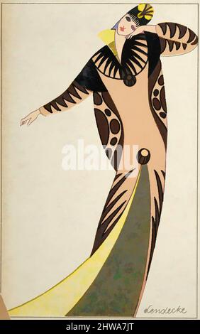 Kunst inspiriert von Zeichnungen und Druckgrafiken, Print, Mode (Mode), Künstler, Verleger, Otto Friedr. Carl Lendecke, Wiener Werkstätte, Österreicher, Lemberg, Klassische Werke, die von Artotop mit einem Schuss Moderne modernisiert wurden. Formen, Farbe und Wert, auffällige visuelle Wirkung auf Kunst. Emotionen durch Freiheit von Kunstwerken auf zeitgemäße Weise. Eine zeitlose Botschaft, die eine wild kreative neue Richtung verfolgt. Künstler, die sich dem digitalen Medium zuwenden und die Artotop NFT erschaffen Stockfoto