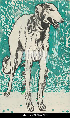 Kunst inspiriert von Zeichnungen und Druckgrafiken, Print, Greyhound, Künstler, Verlag, Moriz Jung, Wiener Werkstätte, Österreichische (geborene Tschechoslowakei) Mähren, Klassische Werke, die von Artotop mit einem Schuss Moderne modernisiert wurden. Formen, Farbe und Wert, auffällige visuelle Wirkung auf Kunst. Emotionen durch Freiheit von Kunstwerken auf zeitgemäße Weise. Eine zeitlose Botschaft, die eine wild kreative neue Richtung verfolgt. Künstler, die sich dem digitalen Medium zuwenden und die Artotop NFT erschaffen Stockfoto