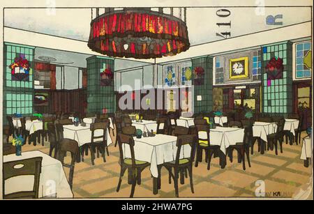 Kunst inspiriert von Zeichnungen und Druckgrafiken, Print, National Railway Station Restaurant, Vienna X, Josef Pohl, Restaurant Staatsbahnhof, Wien X, Klassische Werke, die von Artotop mit einem Hauch von Moderne modernisiert wurden. Formen, Farbe und Wert, auffällige visuelle Wirkung auf Kunst. Emotionen durch Freiheit von Kunstwerken auf zeitgemäße Weise. Eine zeitlose Botschaft, die eine wild kreative neue Richtung verfolgt. Künstler, die sich dem digitalen Medium zuwenden und die Artotop NFT erschaffen Stockfoto