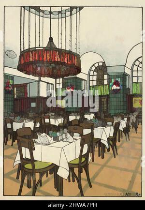 Kunst inspiriert von Zeichnungen und Druckgrafiken, Print, National Railway Station Restaurant, Vienna X, Josef Pohl, Restaurant Staatsbahnhof, Wien X, Klassische Werke, die von Artotop mit einem Hauch von Moderne modernisiert wurden. Formen, Farbe und Wert, auffällige visuelle Wirkung auf Kunst. Emotionen durch Freiheit von Kunstwerken auf zeitgemäße Weise. Eine zeitlose Botschaft, die eine wild kreative neue Richtung verfolgt. Künstler, die sich dem digitalen Medium zuwenden und die Artotop NFT erschaffen Stockfoto