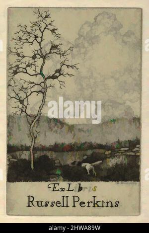 Kunst inspiriert von Zeichnungen und Druckgrafiken, Print, Ex Libris Russell Perkins, Artist, Ernest Haskell, American, Woodstock, Connecticut 1876–1925 West, Classic Works modernisiert von Artotop mit einem Schuss Moderne. Formen, Farbe und Wert, auffällige visuelle Wirkung auf Kunst. Emotionen durch Freiheit von Kunstwerken auf zeitgemäße Weise. Eine zeitlose Botschaft, die eine wild kreative neue Richtung verfolgt. Künstler, die sich dem digitalen Medium zuwenden und die Artotop NFT erschaffen Stockfoto
