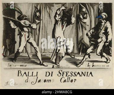 Kunst inspiriert von Zeichnungen und Druckgrafiken, Print, Frontispice, from the Balli di Sfessania, Artist, Jacques Callot, French, Nancy 1592–1635 Nancy, Klassische Werke, die von Artotop mit einem Hauch von Moderne modernisiert wurden. Formen, Farbe und Wert, auffällige visuelle Wirkung auf Kunst. Emotionen durch Freiheit von Kunstwerken auf zeitgemäße Weise. Eine zeitlose Botschaft, die eine wild kreative neue Richtung verfolgt. Künstler, die sich dem digitalen Medium zuwenden und die Artotop NFT erschaffen Stockfoto