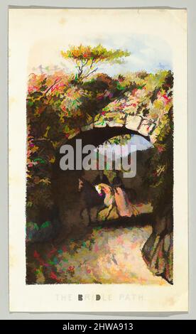 Kunst inspiriert von Zeichnungen und Druckgrafiken, Print, The Bridle Path, aus der Serie, Views in Central Park, New York, Teil 2, Publisher, Louis Prang, Klassische Werke, die von Artotop mit einem Hauch von Moderne modernisiert wurden. Formen, Farbe und Wert, auffällige visuelle Wirkung auf Kunst. Emotionen durch Freiheit von Kunstwerken auf zeitgemäße Weise. Eine zeitlose Botschaft, die eine wild kreative neue Richtung verfolgt. Künstler, die sich dem digitalen Medium zuwenden und die Artotop NFT erschaffen Stockfoto