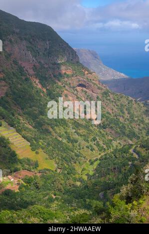 Terrassenfeld auf La Gomera, Kanarische Inseln, La Gomera Stockfoto