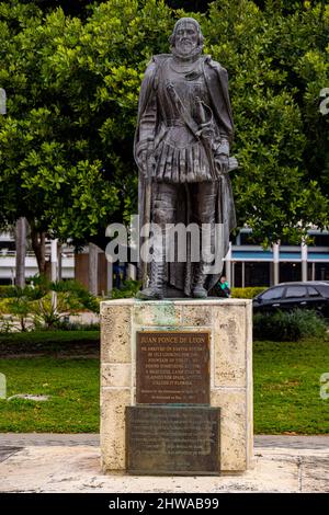 Juan Ponce de Leon Monument Monument in Downtown Miami Stockfoto