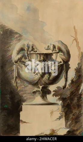 Kunst inspiriert von Zeichnungen und Druckgrafiken, Ornament & Architektur, Design for a Garden Vase with Hunting Theme, Künstler, Paul Egell, Deutsch, Klassische Werke, die von Artotop mit einem Schuss Moderne modernisiert wurden. Formen, Farbe und Wert, auffällige visuelle Wirkung auf Kunst. Emotionen durch Freiheit von Kunstwerken auf zeitgemäße Weise. Eine zeitlose Botschaft, die eine wild kreative neue Richtung verfolgt. Künstler, die sich dem digitalen Medium zuwenden und die Artotop NFT erschaffen Stockfoto