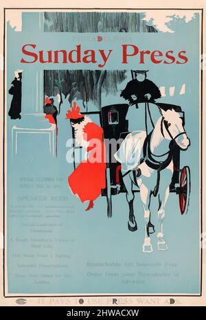 Kunst inspiriert von Zeichnungen und Druckgrafiken, Poster, Werbung für Philadelphia Sunday Press: 2D. Februar 1896, Künstler, George Reiter Brill, Klassische Werke von Artotop mit einem Schuss Moderne modernisiert. Formen, Farbe und Wert, auffällige visuelle Wirkung auf Kunst. Emotionen durch Freiheit von Kunstwerken auf zeitgemäße Weise. Eine zeitlose Botschaft, die eine wild kreative neue Richtung verfolgt. Künstler, die sich dem digitalen Medium zuwenden und die Artotop NFT erschaffen Stockfoto