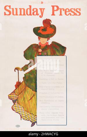 Kunst inspiriert von Zeichnungen und Druckgrafiken, Poster, Werbung für Philadelphia Sunday Press: 10. Mai 1895, Künstler, George Reiter Brill, Amerikaner, Klassische Werke, die von Artotop mit einem Hauch von Moderne modernisiert wurden. Formen, Farbe und Wert, auffällige visuelle Wirkung auf Kunst. Emotionen durch Freiheit von Kunstwerken auf zeitgemäße Weise. Eine zeitlose Botschaft, die eine wild kreative neue Richtung verfolgt. Künstler, die sich dem digitalen Medium zuwenden und die Artotop NFT erschaffen Stockfoto