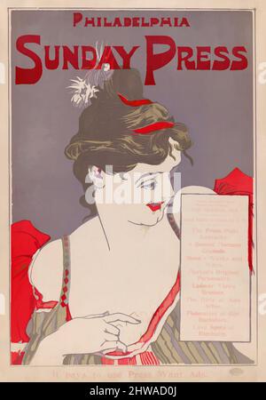 Kunst inspiriert von Zeichnungen und Druckgrafiken, Poster, Werbung für Philadelphia Sunday Press: 13. Oktober 1895, Künstler, George Reiter Brill, Amerikaner, Klassische Werke, die von Artotop mit einem Hauch von Moderne modernisiert wurden. Formen, Farbe und Wert, auffällige visuelle Wirkung auf Kunst. Emotionen durch Freiheit von Kunstwerken auf zeitgemäße Weise. Eine zeitlose Botschaft, die eine wild kreative neue Richtung verfolgt. Künstler, die sich dem digitalen Medium zuwenden und die Artotop NFT erschaffen Stockfoto