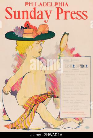 Kunst inspiriert von Zeichnungen und Drucken, Poster, Werbung für Philadelphia Sunday Press: Ostern, Künstler, George Reiter Brill, Amerikaner, Klassische Werke, die von Artotop mit einem Schuss Moderne modernisiert wurden. Formen, Farbe und Wert, auffällige visuelle Wirkung auf Kunst. Emotionen durch Freiheit von Kunstwerken auf zeitgemäße Weise. Eine zeitlose Botschaft, die eine wild kreative neue Richtung verfolgt. Künstler, die sich dem digitalen Medium zuwenden und die Artotop NFT erschaffen Stockfoto