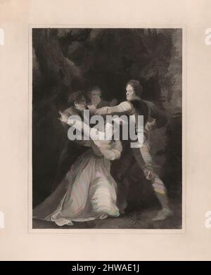 Kunst inspiriert von Zeichnungen und Druckgrafiken, Print, zwei Herren von Verona (Shakespeare, Akt V, Szene IV), Künstler, Graveur, Danach Thomas Stothard, Classic Works modernisiert von Artotop mit einem Schuss Moderne. Formen, Farbe und Wert, auffällige visuelle Wirkung auf Kunst. Emotionen durch Freiheit von Kunstwerken auf zeitgemäße Weise. Eine zeitlose Botschaft, die eine wild kreative neue Richtung verfolgt. Künstler, die sich dem digitalen Medium zuwenden und die Artotop NFT erschaffen Stockfoto