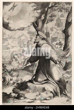 Kunst inspiriert von Zeichnungen und Druckgrafiken, Print, Saint Francis Receiving the Stigmata, Künstler, Verleger, After, Camillo Procaccini, Justus Sadeler, Klassisches Werk, modernisiert von Artotop mit einem Schuss Moderne. Formen, Farbe und Wert, auffällige visuelle Wirkung auf Kunst. Emotionen durch Freiheit von Kunstwerken auf zeitgemäße Weise. Eine zeitlose Botschaft, die eine wild kreative neue Richtung verfolgt. Künstler, die sich dem digitalen Medium zuwenden und die Artotop NFT erschaffen Stockfoto