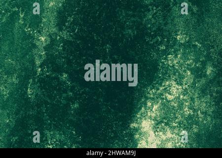 Dunkle moosige strukturierte alte Wandoberfläche für den Hintergrund Stockfoto