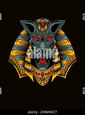 Illustration Vektor wütend anubis Kopf Stock Vektor