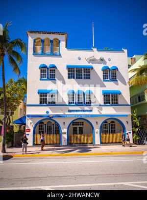 Shore Park Hotel am Ocean Drive in Miami Beach - MIAMI, FLORIDA - 14. FEBRUAR 2022 Stockfoto