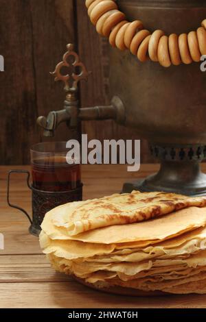 Pfannkuchen Woche. Rustikale fest Stockfoto