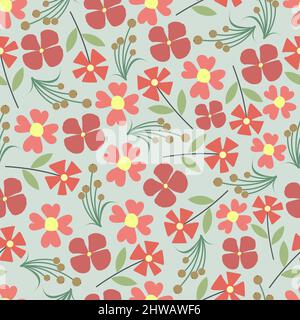 Künstlerische modische Vektor nahtlose florale ditsy Muster Design von abstrakten bunten Blumen und Blättern. Eleganter, sich wiederholender Texturhintergrund Stock Vektor