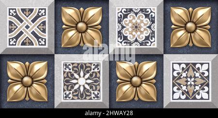 Digitale Wandfliesen Design, Druck in Ceramic Industries schöne Reihe von Fliesen in portugiesisch, spanisch, italienisch-Stil in Wanddekor-Design, Keramik, til Stockfoto
