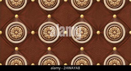 3D Golden Flower Wandfliesen Design mit Leder Print in Ceramic Industries schöne Reihe von Fliesen im traditionellen Stil in Wanddekor-Design Stockfoto