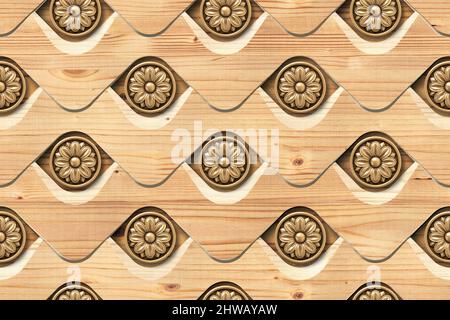 3D Golden Flower Holz Wandfliesen Design, Drucken in Ceramic Industries schöne Reihe von Fliesen im traditionellen Stil in Wanddekor-Design Stockfoto