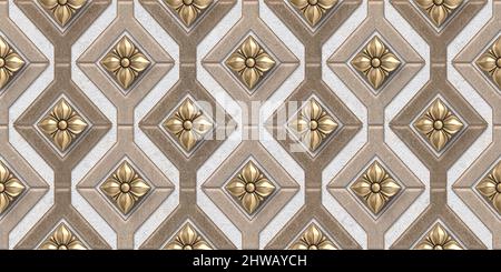 Goldene Blume Digitale Wandfliesen Design, Druck in Ceramic Industries schöne Reihe von Fliesen in portugiesisch, spanisch, italienisch-Stil in Wanddekor-Design Stockfoto