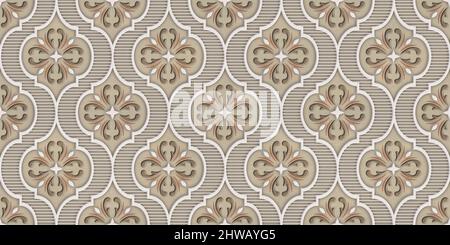 Mehrfarbige digitale Wandfliesen Design für Interior abstrakt Wohnkultur verwendet keramische Wandfliesen Hintergrund Textur, Blume mit Blatt nahtlose Muster. Stockfoto